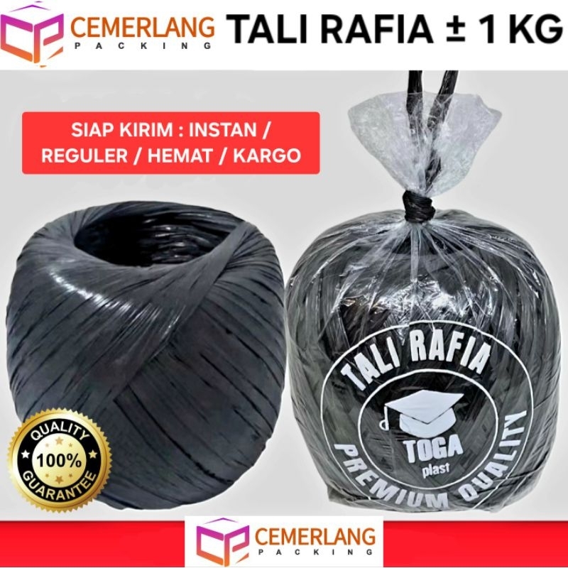Jual Tali Rafia Hitam ± 1kg Gulungan Besar Padat Kuat / Tali Plastik ...
