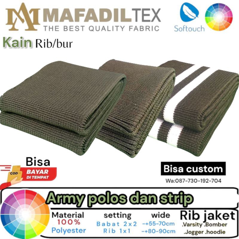 Jual kain rib/bur 1x1 babat 2x2 warna dasar armi polyester premium ...