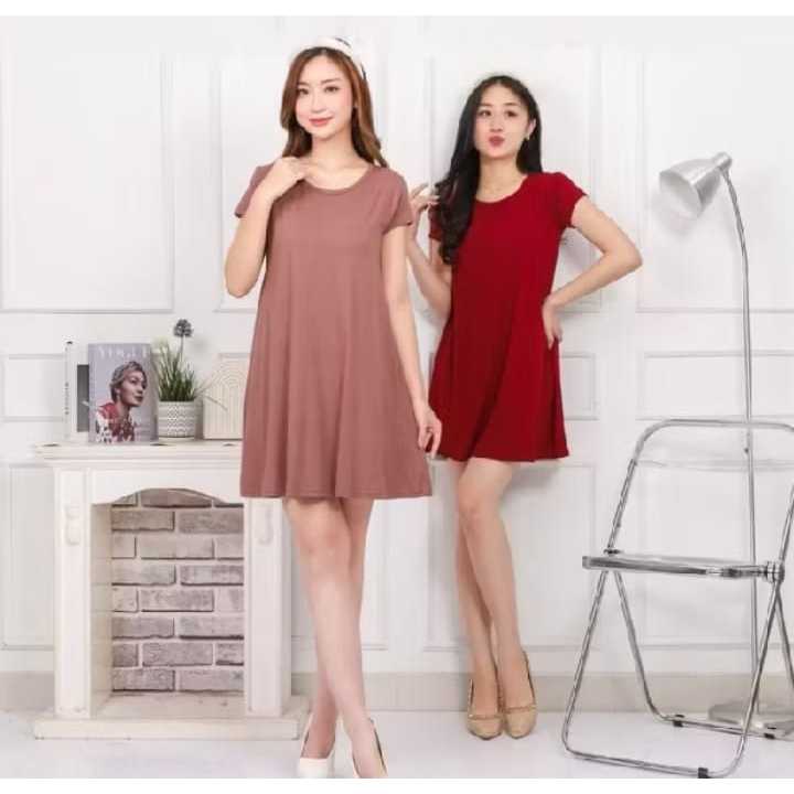Jual Dress wanita babydoll mini dress bodycon dres mola rayon premium ...