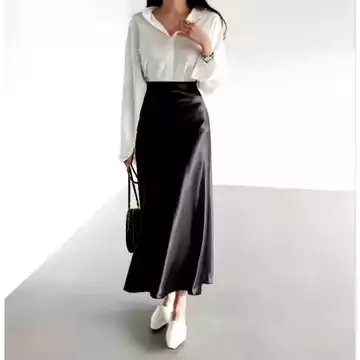 Satin Long Skirt Rok Satin Panjang M Sampai 3XL