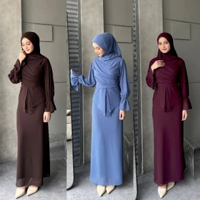 Ameena Dress Ceruti Ootd Hijab Fashion Simple Seragam Bridesmaid Kondangan