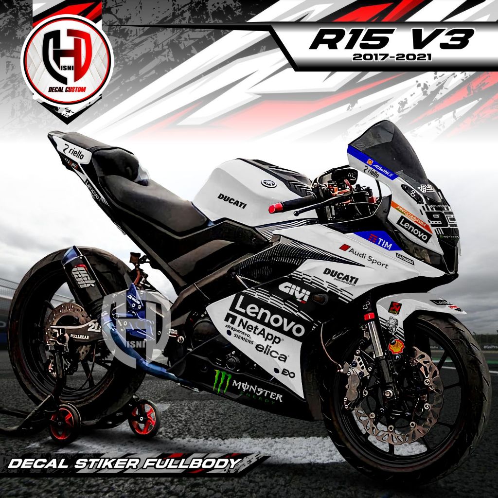 Jual Terbaru Decal Stiker Full Body Yamaha R15 V3 Motif Livery Ducati ...