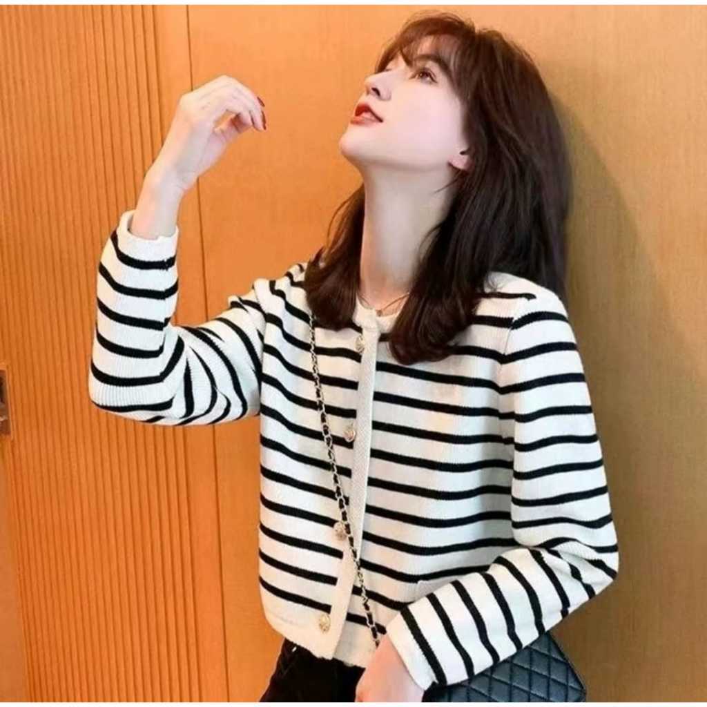 Jual Casy Mantap Cardigan Crop Top Knitwear Sweater Rajut Lengan
