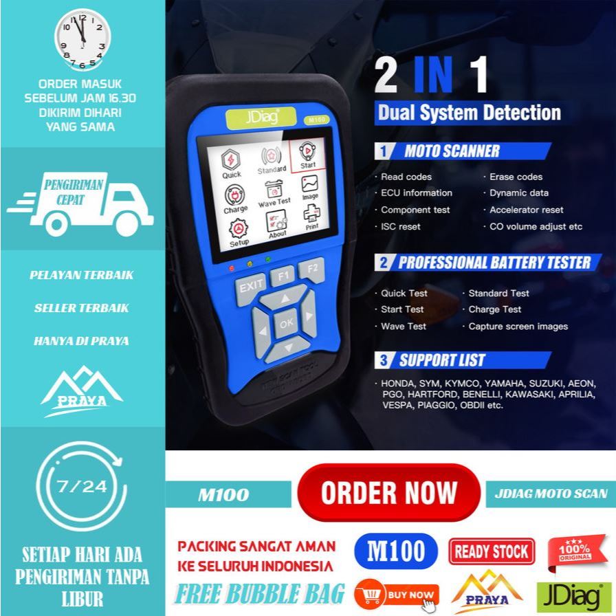 Jual ORIGINAL JDIAG M100 SCANNER MOTOR INJEKSI⭐JDiag M100 diagnosis ...