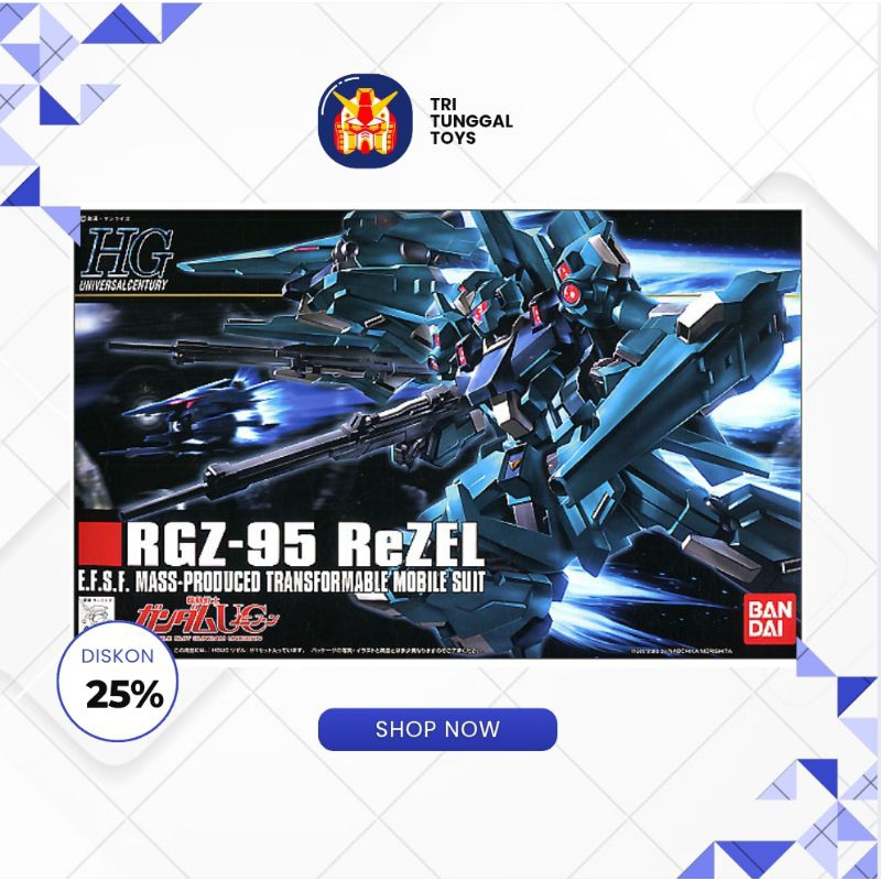 Jual HG 1/144 Mass Produced Transformable RGZ-95 ReZEL Mobile Suit ...