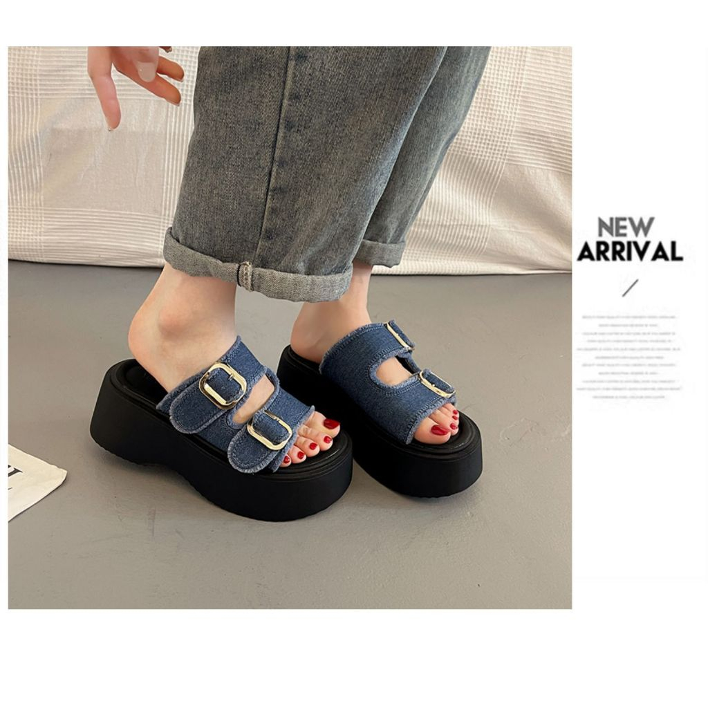 Jual DEVOUE #054 FREE BOX Sandal Wedges Wanita Kekinian Sandal Wanita ...