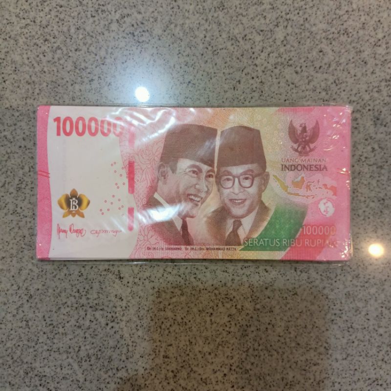 Jual Uang kertas mainan kasir 100ribu rupiah versi baru | Shopee Indonesia