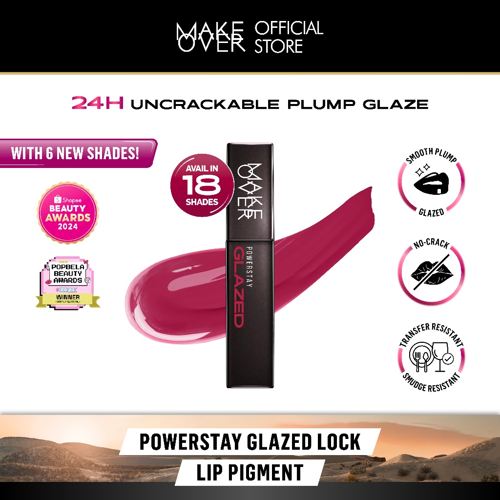MAKE OVER Powerstay Glazed Lock Lip Pigment - NIKI Glazed Plump Gloss Next Level Lip Cream Transferproof Pigmented Tahan Lama 24 Jam Ringan Tidak Lengket di Bibir Lipstick Lipcream long lasting time less stain with euphoria