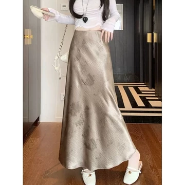 Rok Import Satin Polos Motif Panjang Wanita Korean Style 2025