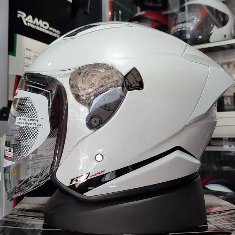Jual NHK R1 MAX STAR WHITE GLOSSY ORIGINAL | DOUBLE VISOR| Helm Half ...
