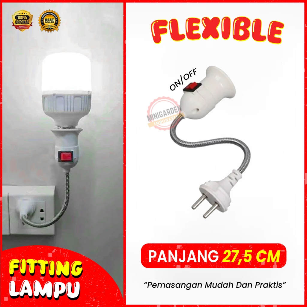 Jual FITTING LAMPU FLEXIBLE steker adapter converter saklar on off ...
