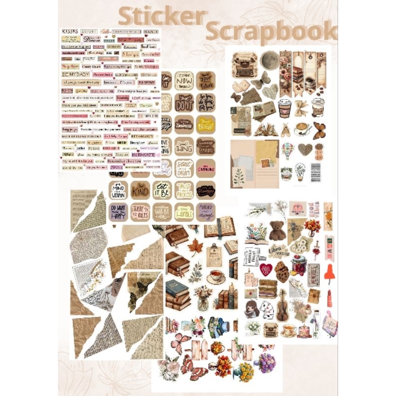 Jual sticker scrapbook stiker scrapbook sticker lembaran A4 sticker ...