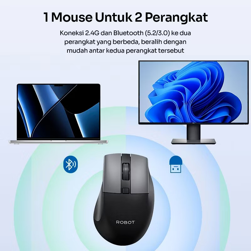 Jual Mouse Robot M355 Dual Mode Bluetooth & 2.4G Wireless Silent Klik ...