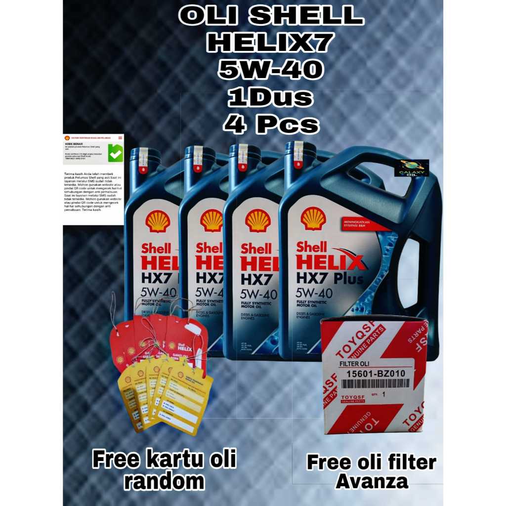 Jual OLI MOBIL SHELL HELIX HX7 10W-40 BENSIN DIESEL, 4 LITER 1Dus 4 Pcs ...