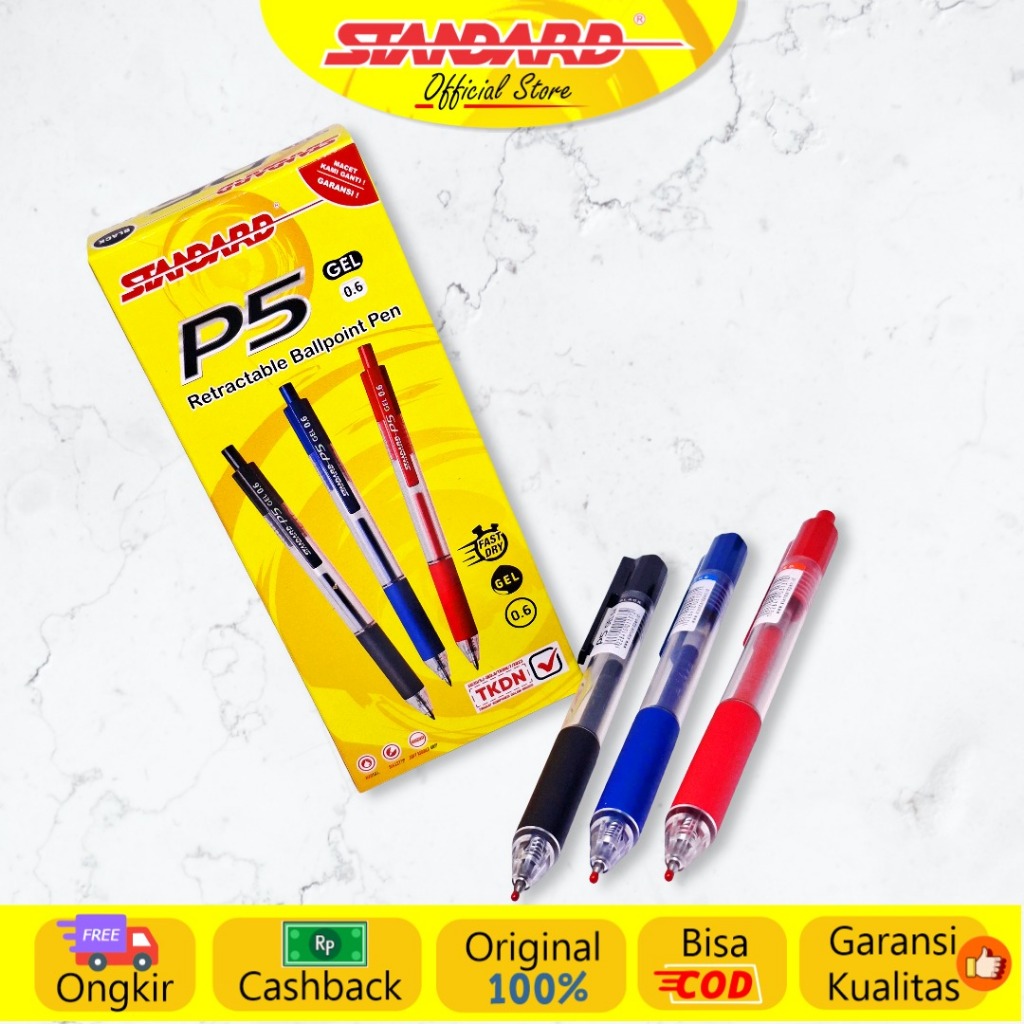 Standard - Pulpen P5 0.6 Gel  ( Alat Tulis / Pen / Ballpoint / Pena ) (5)