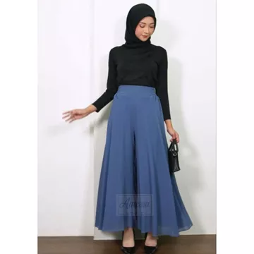 Celana Kulot Wanita Panjang Payung Jumbo Full Puring Ceruty Pakaian Bawahan Fashion Muslim