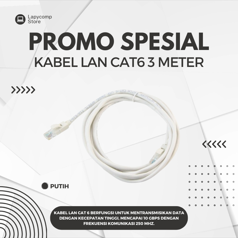 Jual KABEL LAN RJ45 CAT 6 GIGASPEED 3 METER - PENGHUBUNG PERANGKAT ...