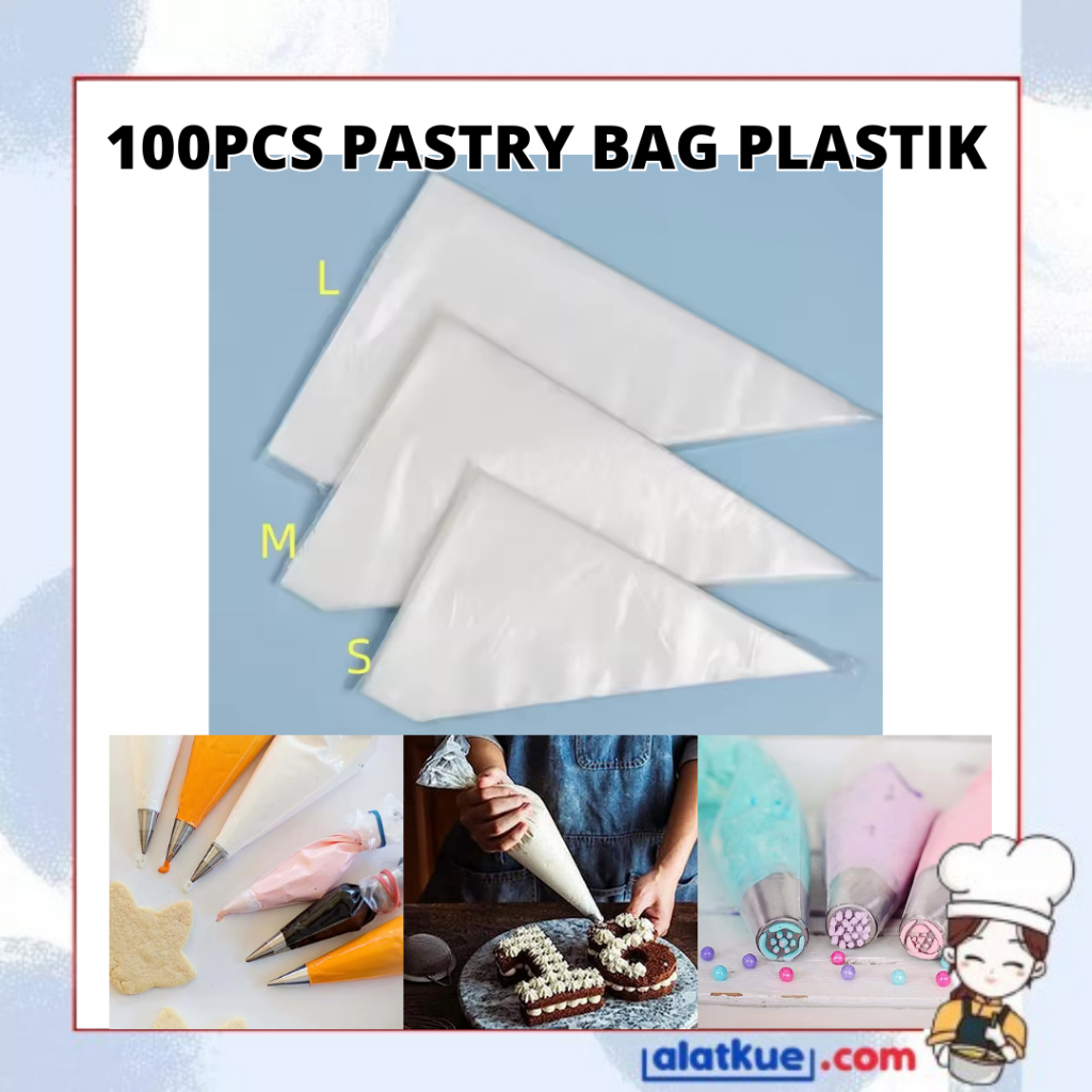 Piping Bag Plastik Contong Segitiga Pastry Bag Menghias Kue isi 100pcs