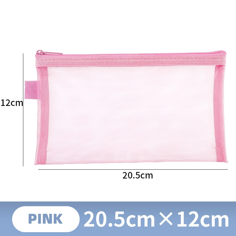 Kotak Pensil Transparan Portabel Resleting Jaring + Tas Kosmetik Multifungsi A6 - foto 2