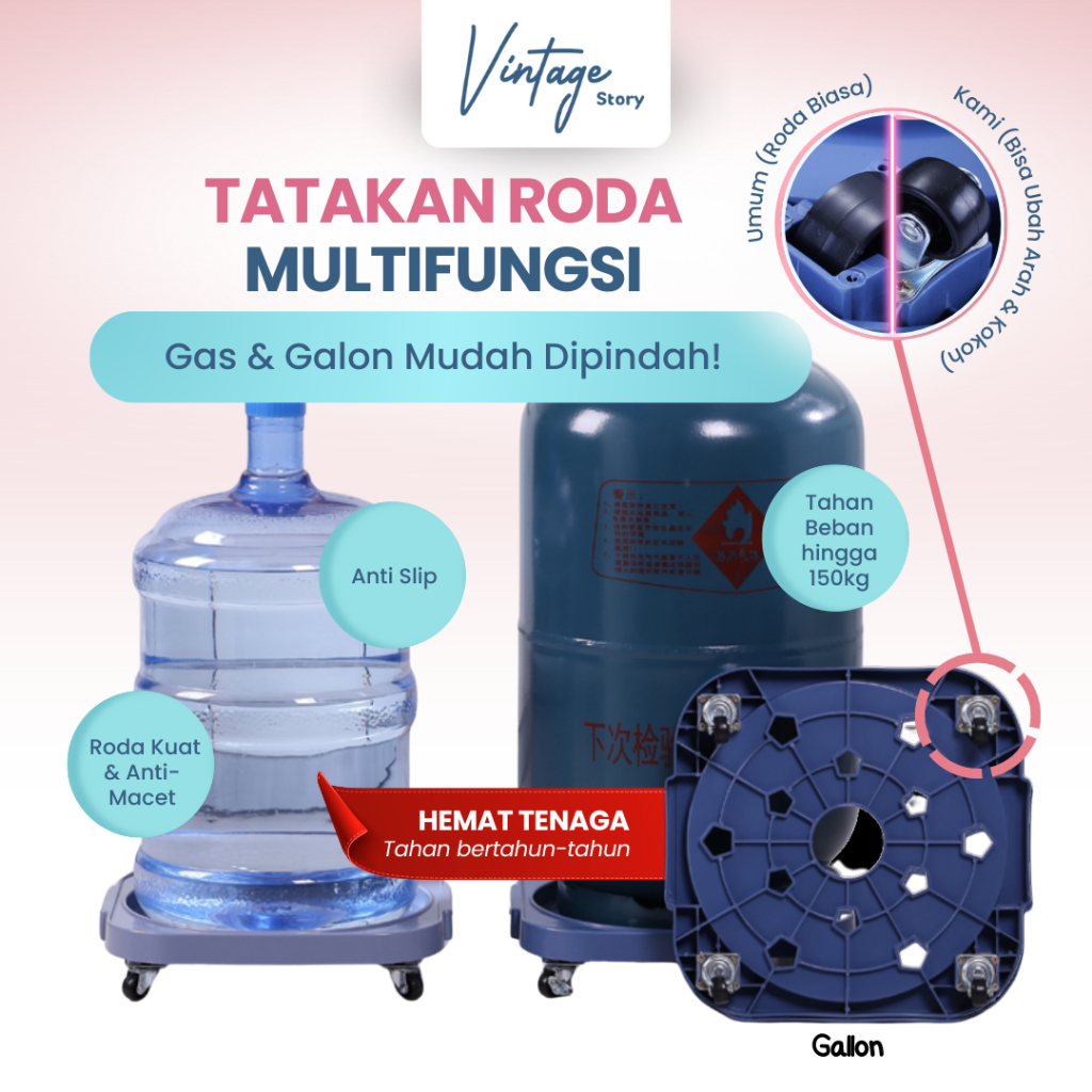 Jual Tatakan Roda Tabung Gas & Galon Air Serbaguna 4 Roda Tahan 12kg ...