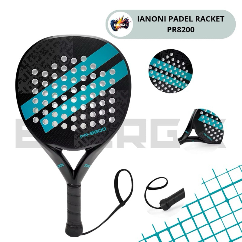Jual IANONI Padel Racket PR8200-black blue free bag | Shopee Indonesia