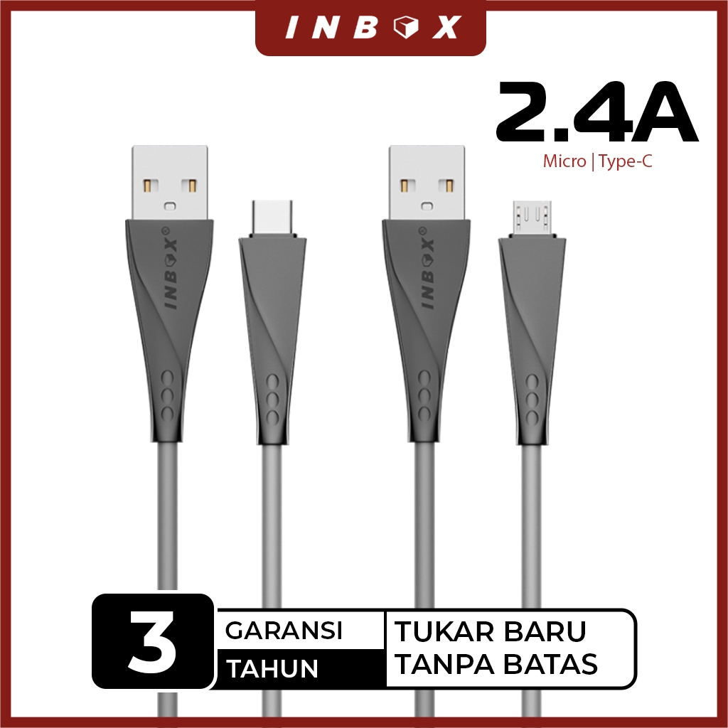 Jual INBOX KT-01 Kabel Data 2.4A Micro Type C Charger Fast Charging ...