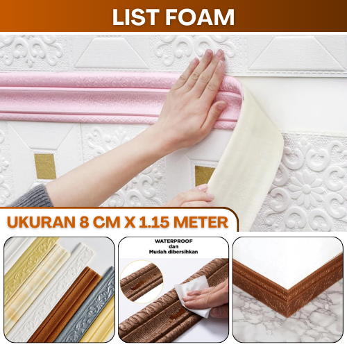 Jual 3D Wall Border List Wallpaper Dinding 1.15 Meter List Foam Sticker ...