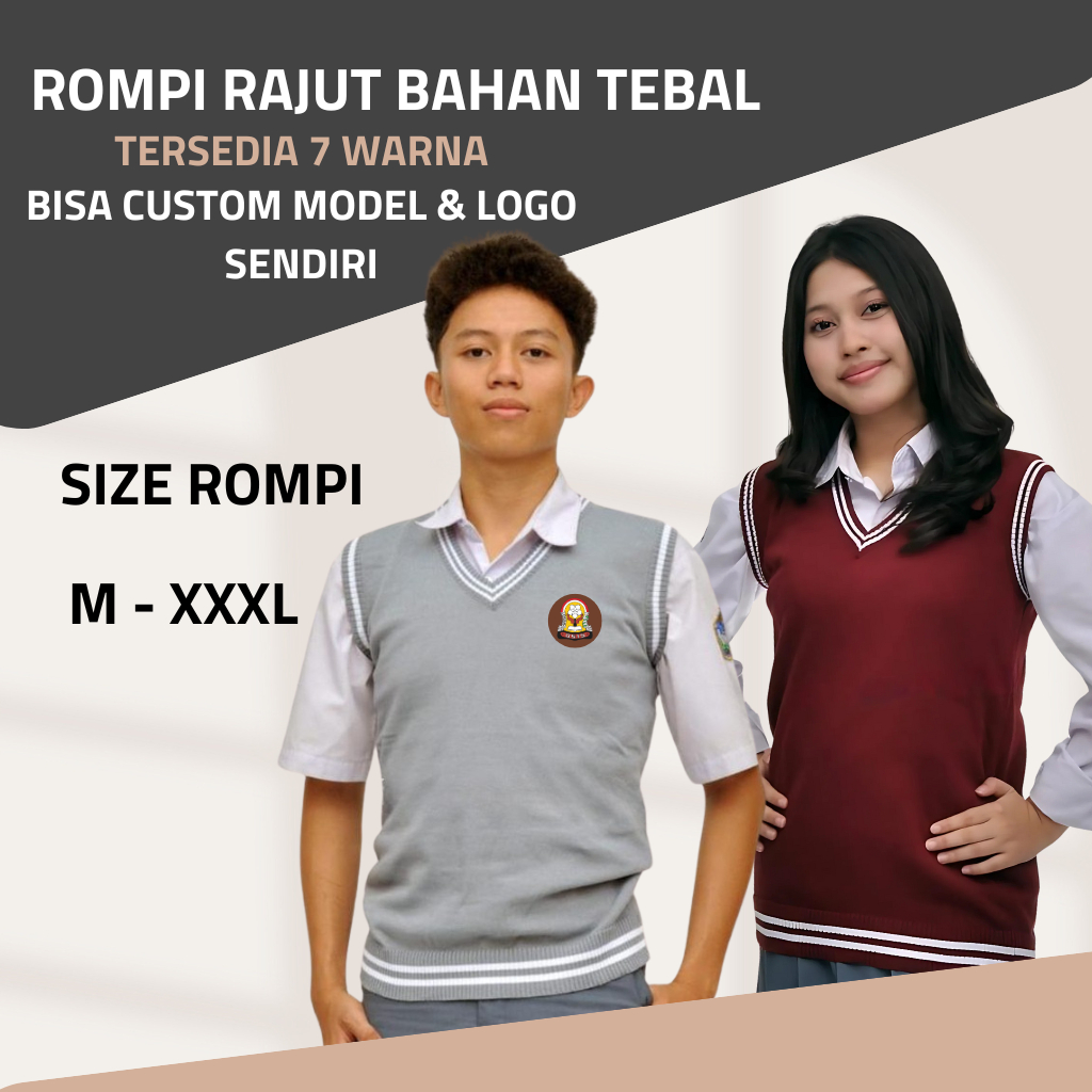 Jual Rompi Rajut Pria Wanita Korean Style - Vest Rajut Seragam Sekolah ...