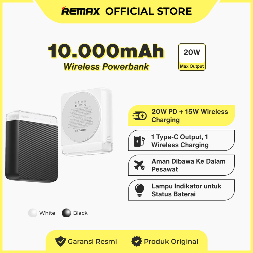 Remax 20W Magnetic Wireless Magsafe Flight Friendly Powerbank 10000mAh Fast Charging RPP-9