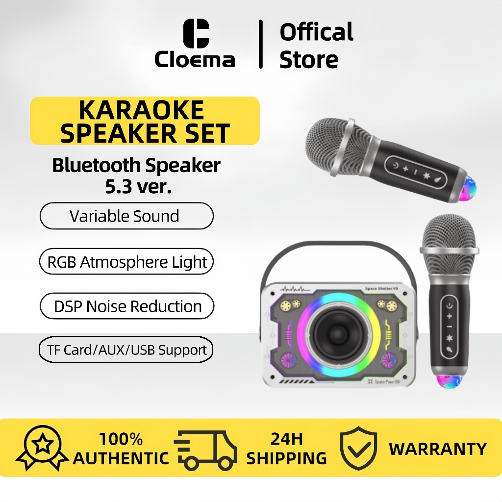 Jual Cloema Speaker Bluetooth Karaoke 2 Mic Set Bluetooth bt Speaker ...