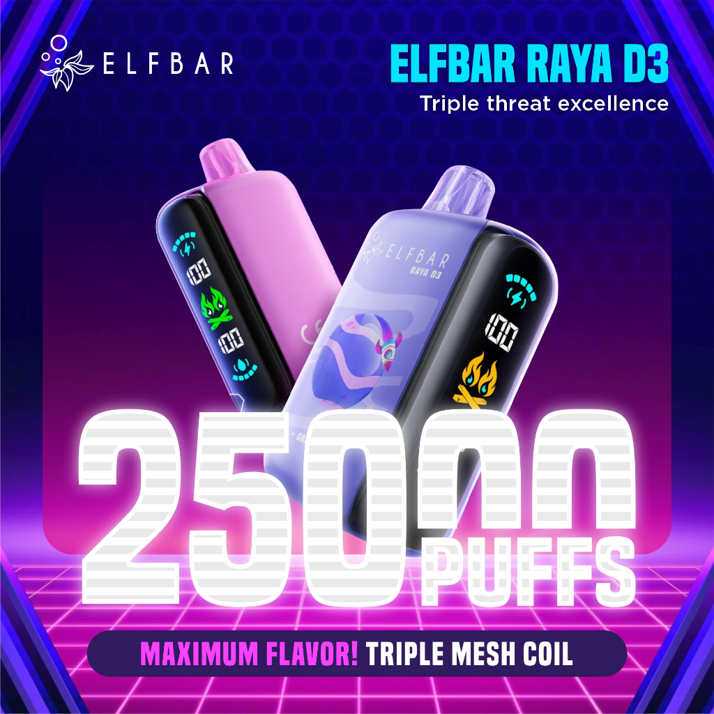 Jual ELFBAR RAYA D3 Big Puff Rechargeable Battery Disposable P.O.D ...
