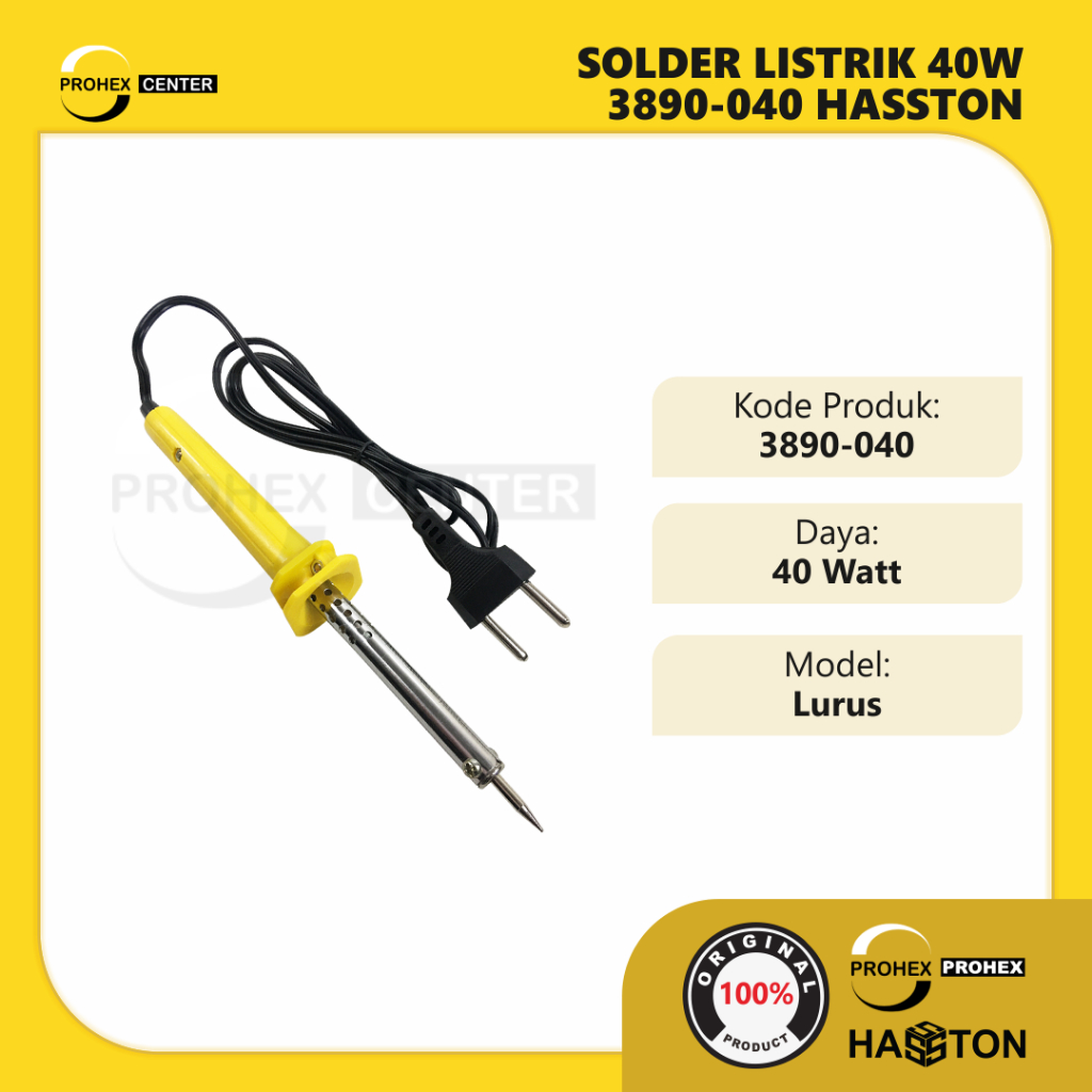 Jual Solder Listrik 40 Watt Dan 60 Watt Hasston PROHEX Ujung Lancip ...