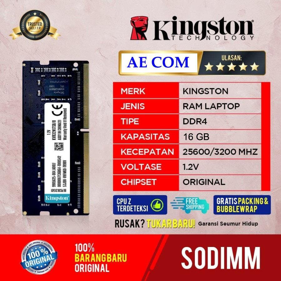 Jual RAM KINGSTON DDR4 16GB PC 3200 RAM PC SODIMM - GARANSI LIFETIME ...