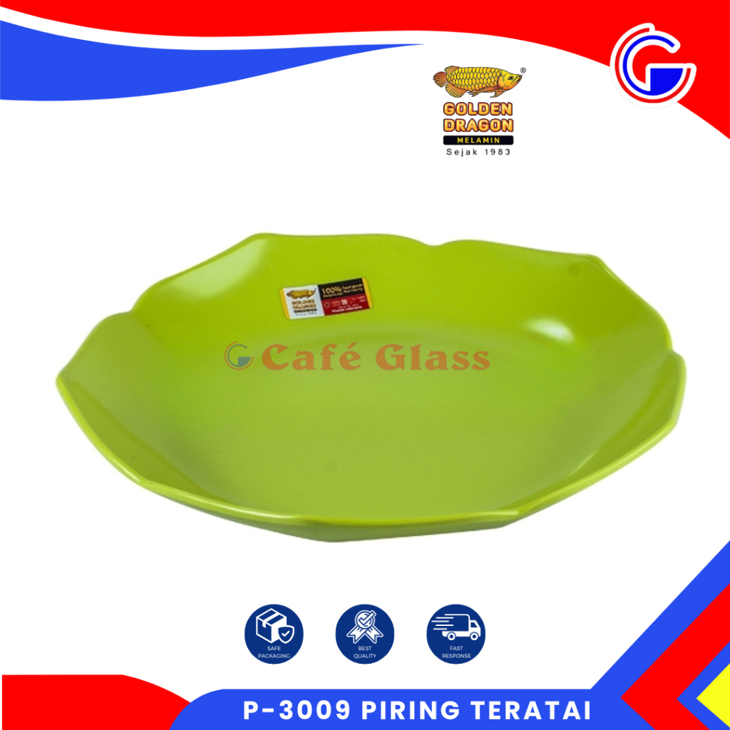 Piring Melamin Teratai Golden Dragon / Piring Makan Saji / Piring Saji Bulat / P-3009 Piring Teratai