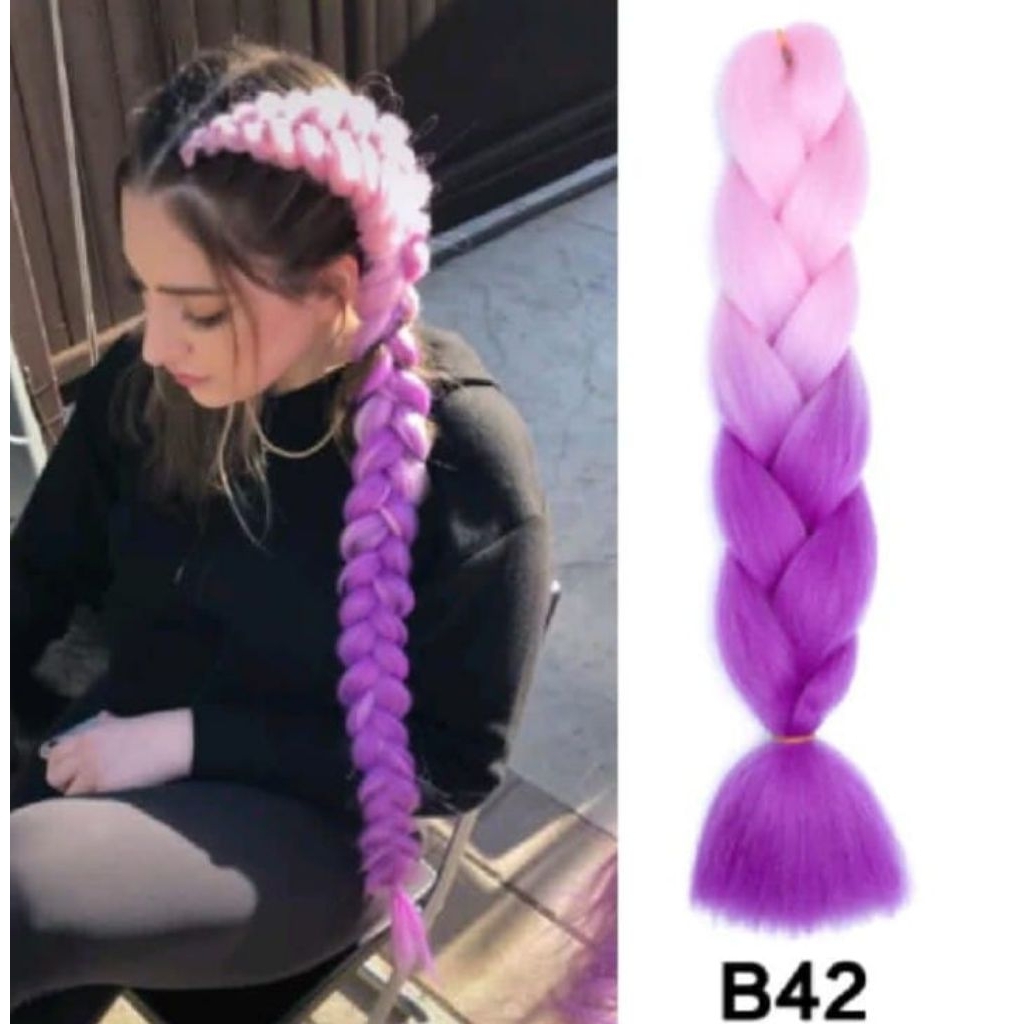Jual Rambut Sintetis Jumbo Braid Ombre Extension Rambut Model Kepang ...