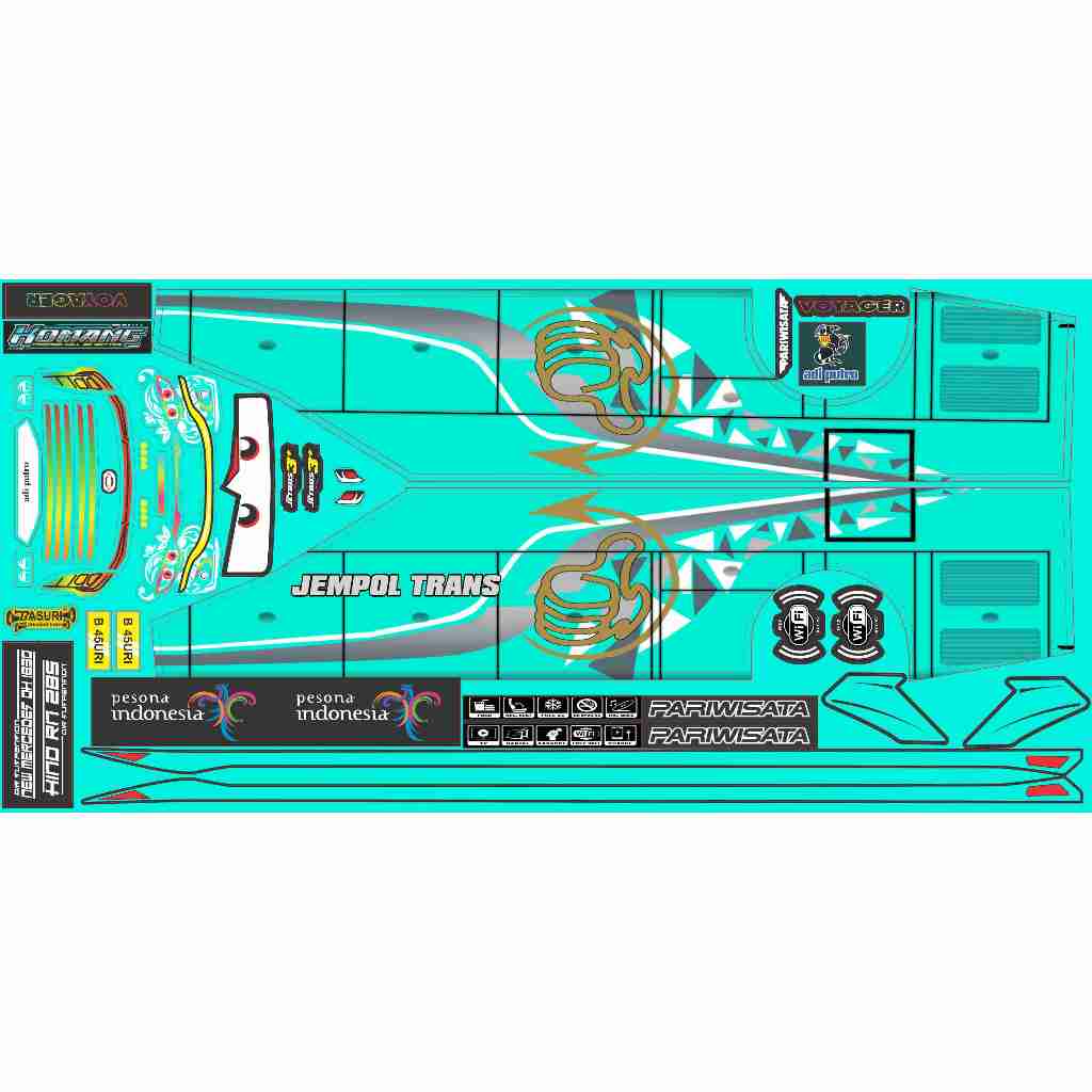Jual sticker miniautur bus basuri 1 SET ( Liver+headlamp+selendang ...