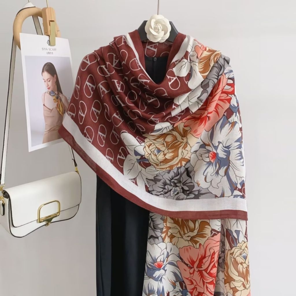 Jual NEW Pashmina Pattern Viscose Cotton Hijab Motif /syal scarf ...