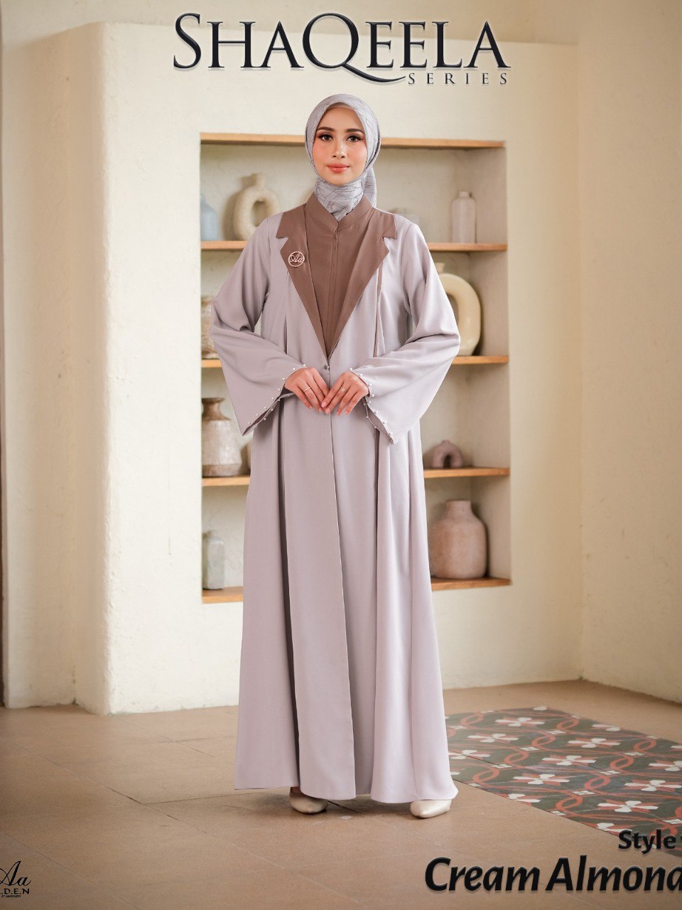 Jual Aden Hijab - Shaqeela Seri Style 1 Cream Almond | Shopee Indonesia