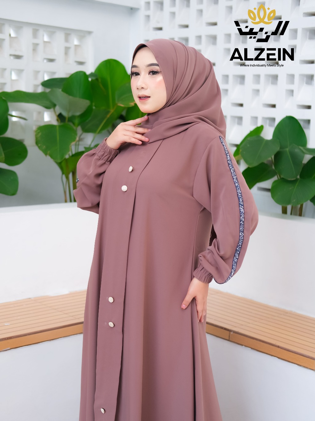Jual Alzein Zelia Dress Marina Silk Marbella Anti UV Baju Muslim Wanita ...