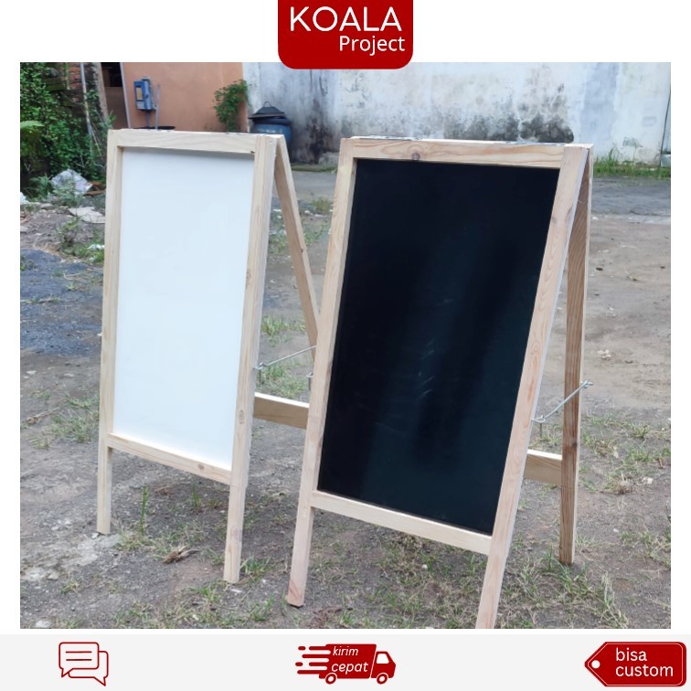 Jual PAPAN TULIS BLACKBOARD WHITEBOARD LIPAT 1 SISI 40X60 CM KAKI 20CM ...