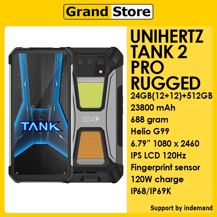 Jual Unihertz Tank 2 Pro 4G 24GB/512GB 23800mAh 120W Helio G99 6.79 ...