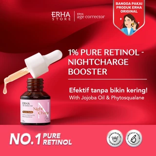 ERHA Age Corrector 1% Pure Retinol Night Charge Booster HYDRATING PURE RETINOL | Jojoba Oil - Melembabkan - Menyamarkan Kerutan - Menghaluskan Tekstur Kulit - Anti Aging - Mengurangi Garis Halus  - Mencerahkan - Meratakan Warna Kulit