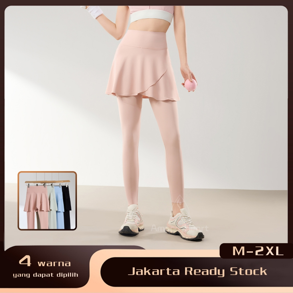 Jual Amanoheart Rok Celana Yoga 2-in-1 dengan Saku Hitam Biru Putih ...