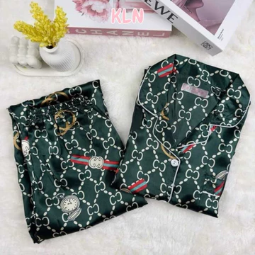 Piyama Wanita Satin Lengan Pendek Celana Panjang Piyama Korean Style Bahan Premium