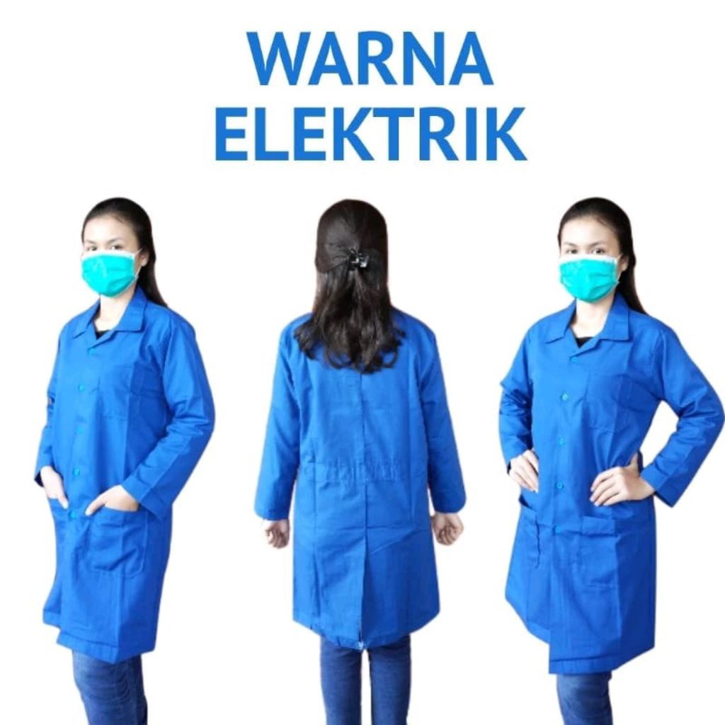 Jual Baju Laboratorium Warna BIRU ELEKTRIK/Jas Laboratorium Warna BIRU ...
