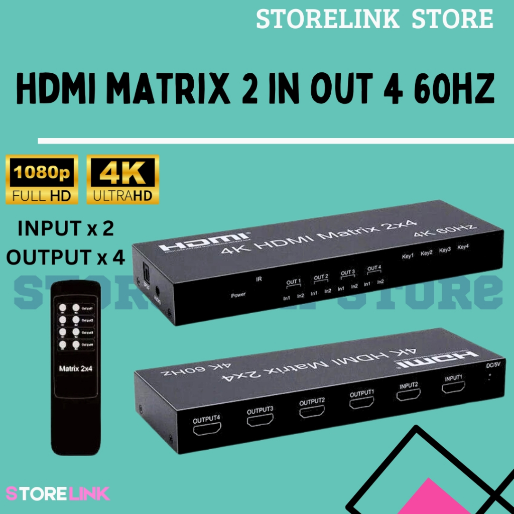 Jual Splitter Matrix 2x4 2 in to 4 out 4k 60 hz/ Hdmi Matrix 2 in 4out ...