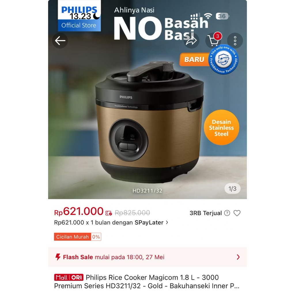Jual Phillips rice cooker 1.8L series 3000 (BACA DESKRIPSI) | Shopee ...
