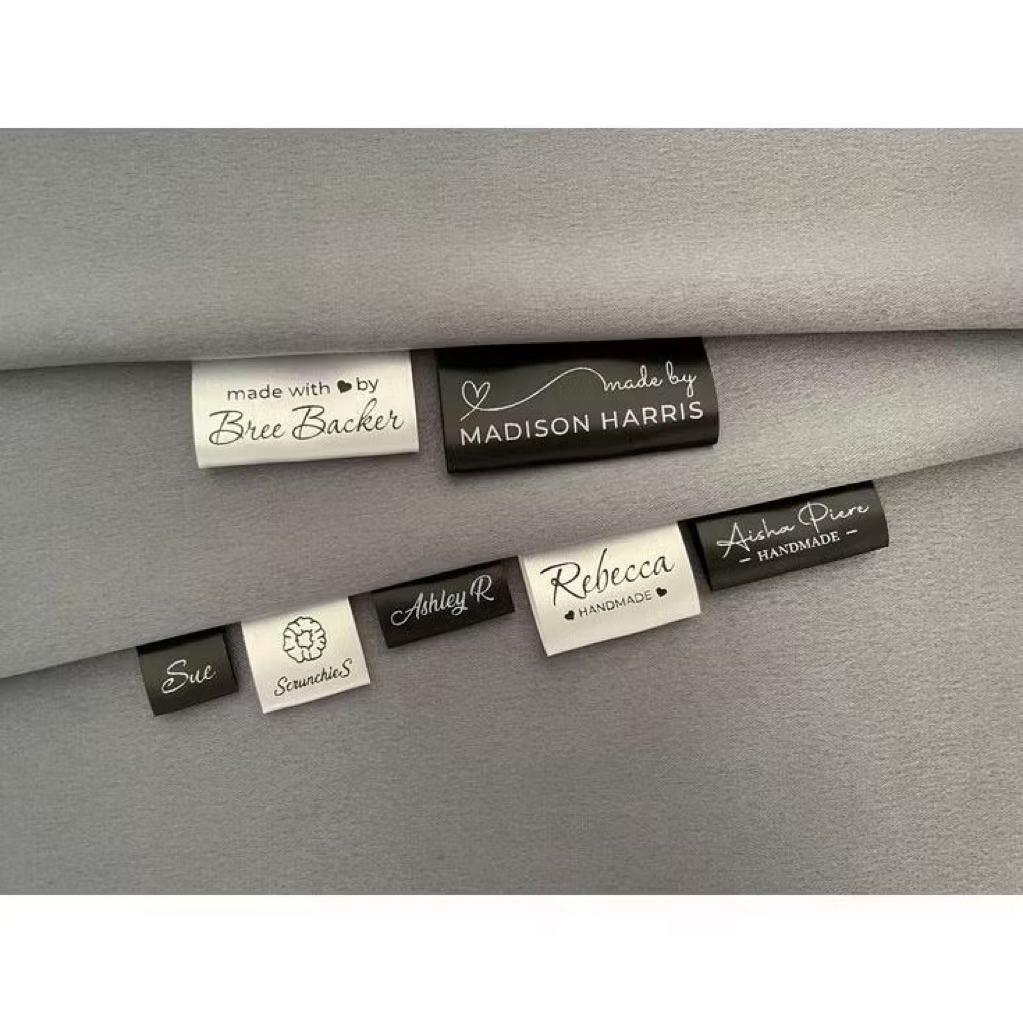 Jual 200 pcs FREE DESAIN ,Label satin hitam & satin putih halus, label ...