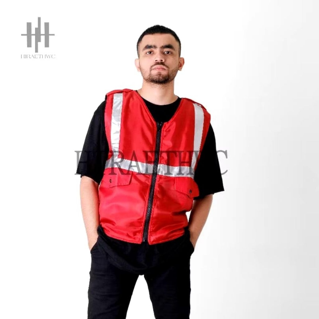 Jual Rompi Safety Polos Warna Merah Rompi Proyek Kerja Lapangan ...