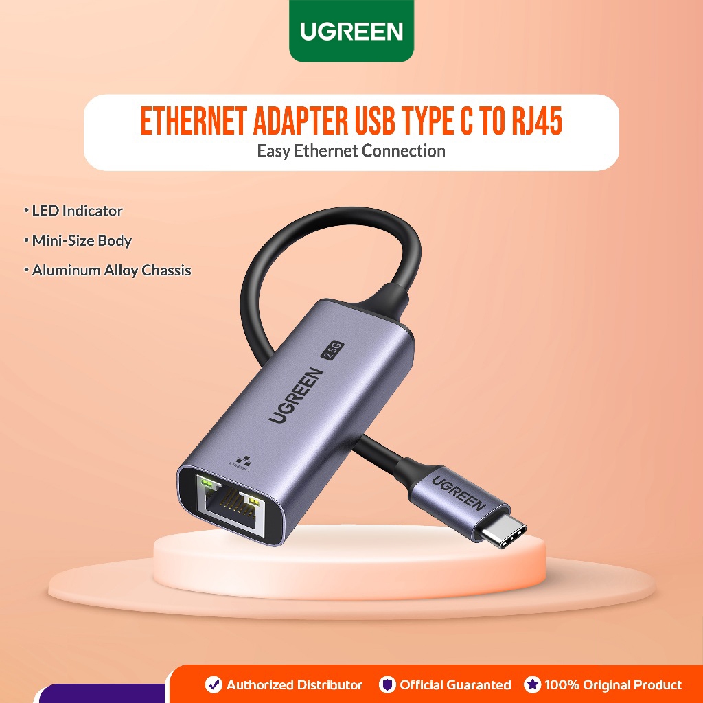 Jual UGREEN Ethernet Adapter USB Type C to RJ45 LAN 50737 up to 1000 ...